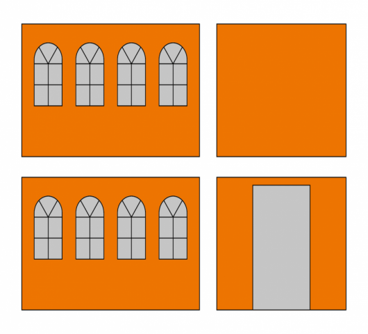 ZIJWANDENSET MET DRAAGTAS - KERKRAMEN - 4X6M - POLYESTER - Foto 1