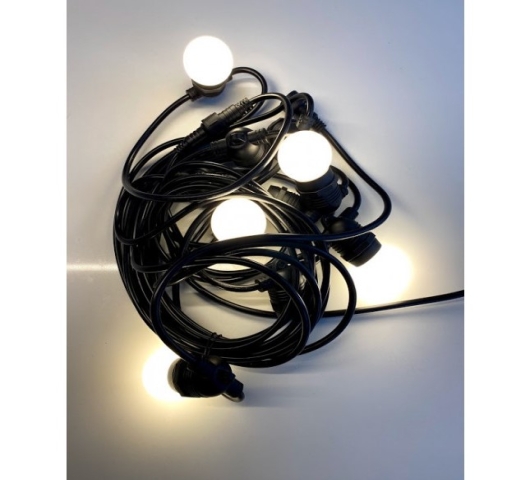 Set Lichtsnoer 10m + 10 LED lampen / Melk wit (mat) - Foto 1