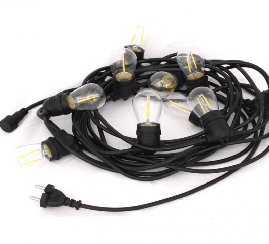 Set Lichtsnoer 10m + 20 LED lampen / Warm wit - Foto 1