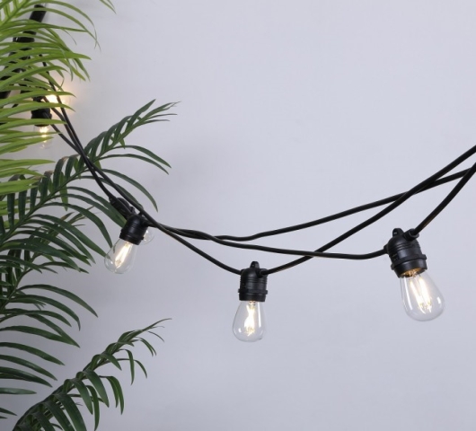 Set Lichtsnoer 10m + 20 LED lampen / Warm wit - Foto 2