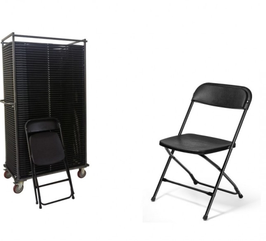 Set van 60 klapstoelen / zwart en Trolley / Palermo - Foto 1