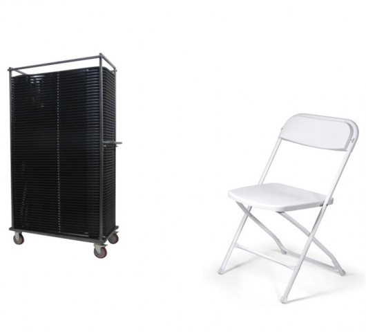 Set van 60 klapstoelen / wit en Trolley / Palermo - Foto 1